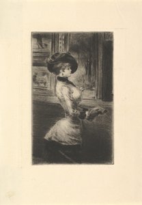 Tříčtvrteční žena v profilu v galerii. od Henri Somm