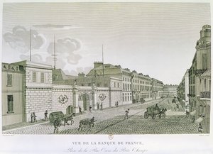 Bank of France z Rue Croix-Petits-Champs, vyryla Eugene Dubois, 1800 od Henri after Courvoisier Voisin