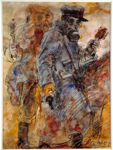 První světová válka: Grenadier (granátomet) (WWI: Vrhač granátových jablek) - Kresba Henri de Groux (Henry de Groux) (1866/1867-1930)