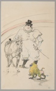 V cirkuse: cvičený poník a pavián od Henri de Toulouse-Lautrec