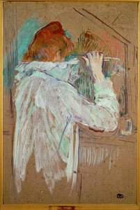 Frau, die ihr Haar lockt von Henri de Toulouse-Lautrec