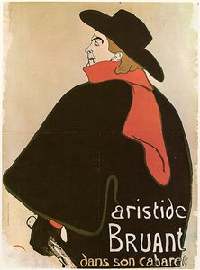 Aristide Bruant ve svém kabaretu, plakát, 1893.