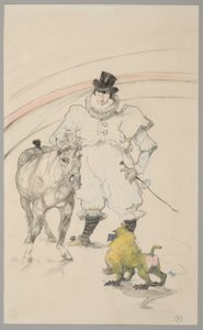 V cirkuse: cvičený poník a pavián od Henri de Toulouse-Lautrec