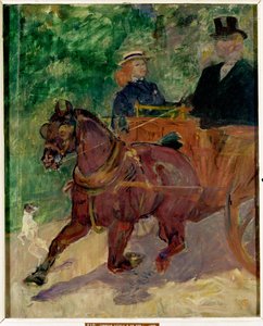 Pferd an einen Wagen angespannt, 1900