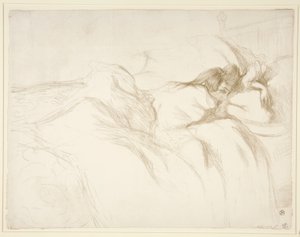 Femme couch?e, R?veil (Žena se probouzí v posteli), ze série Elles od Henri de Toulouse Lautrec