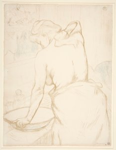 Femme qui se lave, la toilette (Žena na toaletě, Mytí se), ze série Elles od Henri de Toulouse-Lautrec