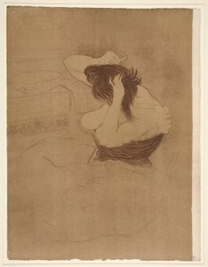 Žena, která si česá vlasy, účes (Woman Coming Her Hair), ze série Elles od Henri de Toulouse-Lautrec