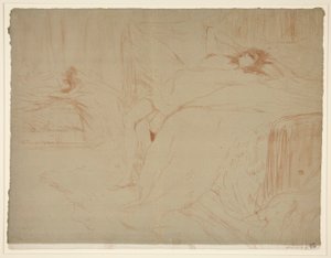 Femme sur le dos, malátnost (žena ležící na zádech, únava), ze série Elles od Henri de Toulouse Lautrec
