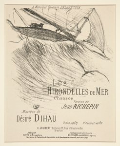 LES HIRONDELLES DE MER - Obálka k tištěné hudební skladbě (báseň od Richepina zhudebněná Dihau) od Henri de Toulouse Lautrec