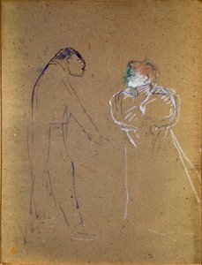 Lucien Germain Guitry (1860-1925) a Jeanne Granier. Kresba Henri de Toulouse-Lautrec (Toulouse Lautrec od Henri de Toulouse Lautrec