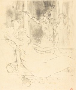 Paní Simon-Girard, Brasseur a Guy v "La belle Helene" od Henri de Toulouse Lautrec