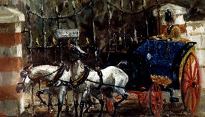 Paar Pferde vor dem Tor