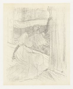Portret van herečka Yvette Guilbert buigend voor het publishk Yvette Guilbertová pozdravila publikum Yvette Guilbert: Anglická série (název série) od Henri de Toulouse Lautrec