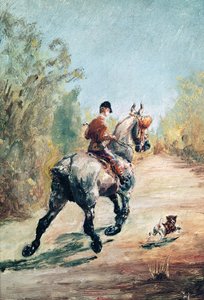 Klusající jezdec s malým psem, 1879