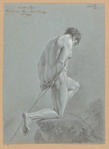 Klečící mužský akt, boční pohled (1. cena 1809) od Henricus Franciscus Wiertz