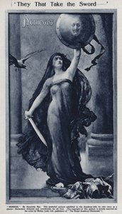 Nemesis, karikatura o porážce císaře Viléma II a Německa v první světové válce vystavená v Královské akademii (litho) od Henrietta (after) Rae