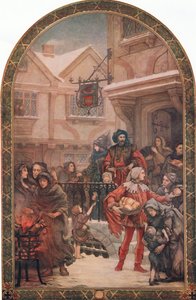 Sir Richard Whittington (1358-1423) distribuující charitu, ilustrace z 