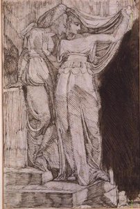 Dvě ženské postavy stojící na schodech, Řím, květen 1787 od Johann Heinrich Füssli