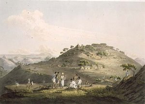 Město Dixan v Habeši, vyryto Danielem Havellem (1785-1826) 1809 (akvatinta)