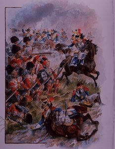 Vojáci z Vysočiny tvoří čtverec proti francouzské kavalérii v Quatres Bras od Henry A. Payne