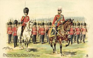 Král George V. jako princ z Walesu vedl svůj regiment, Royal Fusiliers, u Aldershotu od Henry A. Payne
