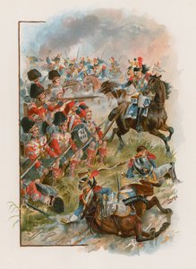 Náměstí 42. Highlanders dobité francouzskými kyrysníky v Quatre Bras, 16. června 1815 (chromolitho) od Henry A. Payne