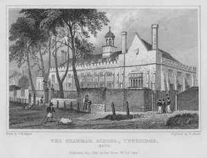 The Grammar School, Tunbridge, Kent (rytina) od Henry Adlard