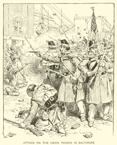 Útok na svazové jednotky v Baltimoru (litho) od Henry Alexander (after) Ogden