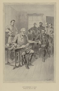 Leeova kapitulace Grantovi, Appomattox, Virginie, 9. dubna 1865 (litho) od Henry Alexander (after) Ogden