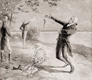 Souboj Burr?-Hamilton 11. července 1804, z Historie naší země, vydané 1905