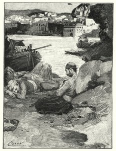 Polední siesta v Jaffě (litho)