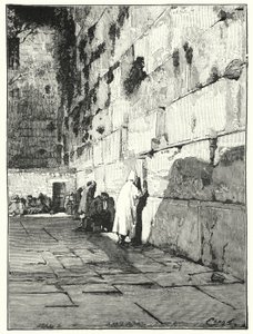 Židovské místo nářků, Jeruzalém (litho) od Henry Andrew Harper