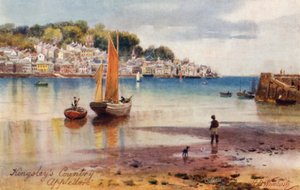 Přístav, Appledore (barevná litografie)