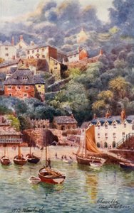 Přístav, Clovelly (barevná litografie)