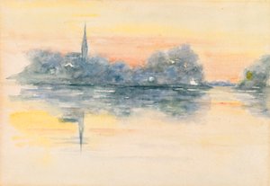 Kostel a jezero od Henry Bacon
