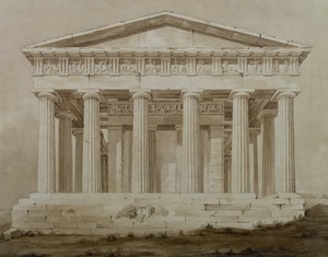 Chrám Hephaestus, Atény (sépie wc na papíře) od Henry Bailey
