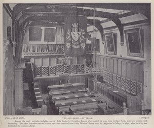 Interiér Guildhall, Canterbury, Kent (černobílá fotografie) od Henry Beauchamp Collis