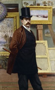 Autoportrét umělce v jeho ateliéru (olej na plátně) od Henry Bouvet