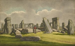 Stonehenge z W.S.W., ukazující ruiny s vojákem, 1824-1839 od Henry Browne