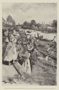 Henley Regatta, Final Heat for the Diamond Sculls (Ten Eyck vs Blackstaffe), při pohledu z prostoru Grosvenor Club Enclosure