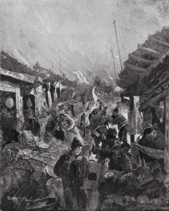 Drancování Pekingu vzbouřenci Li (litografie) od Henry Charles Seppings Wright