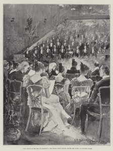 Pochod mužů z Harlechu, velšský sbor zpívající před královnou na hradě Windsor od Henry Charles Seppings Wright