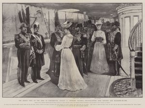 Návštěva Shahů u krále v Portsmouthu, 20. srpna, princezna Victoria fotografuje krále Edwarda a Muzaffir-ed-Dina od Henry Charles Seppings Wright