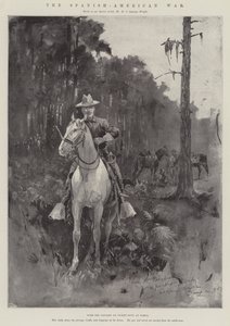 Španělsko-americká válka, s kavalérií Picket Duty v Tampě (rytina) od Henry Charles Seppings Wright