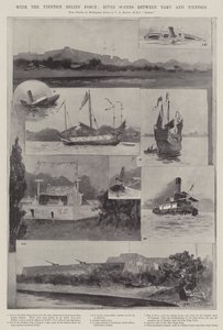 S Tientsin Relief Force, říční scény mezi Taku a Tientsin od Henry Charles Seppings Wright