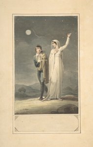 Návrh Noční krajina se dvěma postavami pro rytou knižní ilustraci, 1807-44. od Henry Corbould