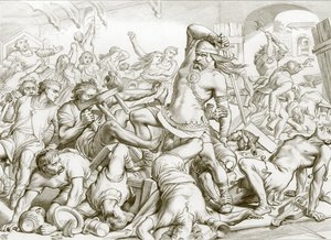Jak Hereward zbavil Bournea Francouzů (rytina)