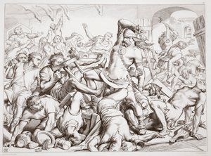 Jak Hereward vyčistil Bournea od Francouzů, ilustrace z Herewarda Velikého od Charlese Kingsleyho, hospoda. 1870, vyryl C.G. Lewis (rytina ocelového plechu) od Henry Courtney Selous