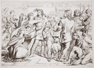 Jak Hereward zabil medvěda, ilustrace z knihy Hereward the Great od Charlese Kingsleyho, vyd. 1870, vyryl C. G. Lewis (rytina z ocelové desky) od Henry Courtney Selous