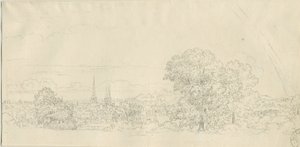 Lichfield - Pohled z dálky: kresba perem, nd [1788-1855] (kresba) od Henry Curzon Allport